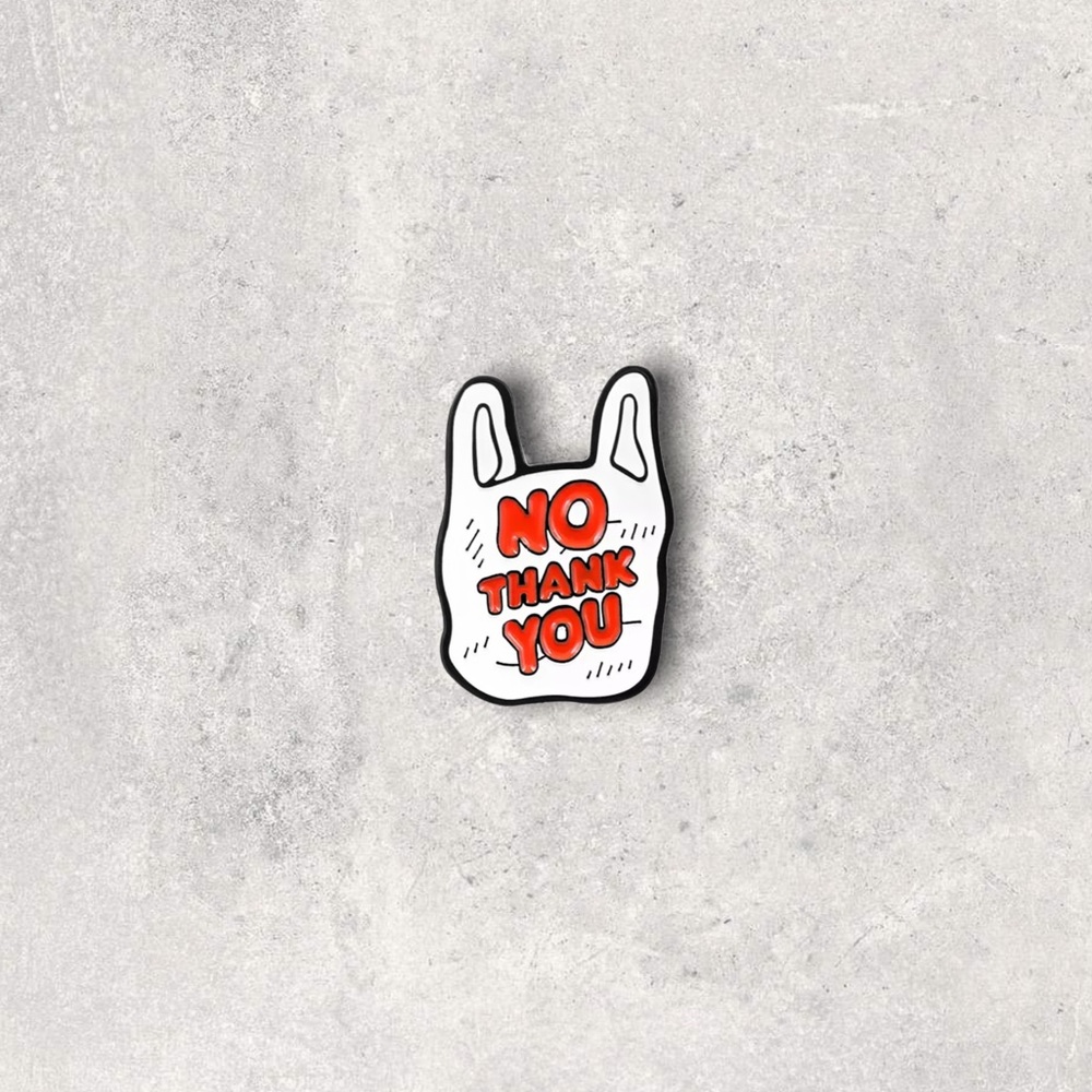 3/$18 No Thank You Plastic Bag Environmental Enamel Pin - Picture 3 of 5